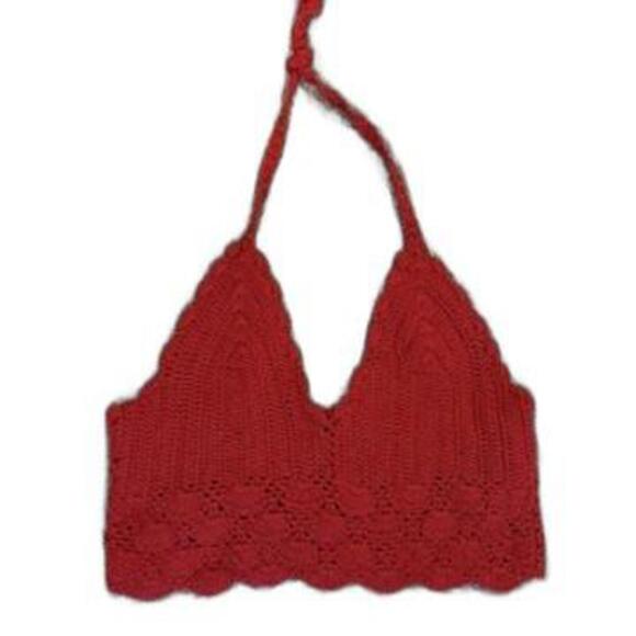 Zara Tops - Red Crochet Knitted Halter Top Zara Women Small